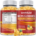 1 confezione Vegan 80MG Iron Supplement Gummies for Women & Men - Vitamina A, C, B for Adults & Kids - Sangue & Builder & Energy Support for Iron Deficiency, Anemia - 60 Contestori di ananas Gummies