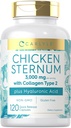 Carlyle Chicken Sternum Cartilage Collagen Capsule | Tipo II 3000mg | 120 pillole | con acido ialuronico | Non OGM, senza glutine