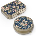 Pillola Case Pill Box con Specchio Retro Piccolo Pillola Case per Purse o Pocket Bronze Pill Box o Vitamine, Olio di Pesce, Integratori, Pillola Containe Regali di viaggio(2PCS)