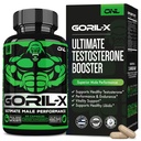 GORIL-X Testosterone Booster per gli uomini - Supplemento di testosterone di allenamento - Aumentare la dimensione, la resistenza e l'energia - 1000mg Maschio ingrandimento Horny Goat Weed - Maca Root, Tongkat Ali & Tribulus Terrestris 60 Caps