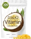 Vitamina D3 K2 Softgel, D3 K2 Vitamina 10000 IU, 10000 IU VIT D3 + 200 MCG Vitamin K2, Libero di OGM, Gluten, Soia, Bone Salute, Supporta l'assorbimento di calcio, 300 Gel