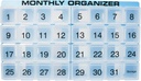 Organizzatore mensile di pillole | 31 scomparti, 1 al giorno, 4 settimane Mese completo 31 Giorno organizzatore di pillole | Include vassoio e 8 scomparti rimovibili