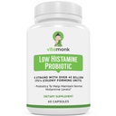 VitaMonk Probiotici a bassa istamina Lotta contro l'intolleranza all'istamina e il supporto Salute bilanciata del fegato - Probiotico senza istamina per coloro che cercano miglioramenti nella salute con il controllo dell'istamina -60 capsule
