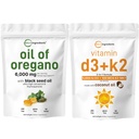 Micro Ingredienti Olio di Oregano Softgels 6.000mg Per Serving & Vitamina D3 5000 IU Plus K2 (MK-7) 100 mcg, 300 Virgin Coconut Oil Softgels Bundle Pack | 4X Strength Carvacrol & Thymoquinon | Essential