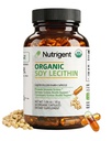 Integratore di lecitina di soia organica USDA 800 mg, capsule organiche liquide ad alto assorbimento, supplemento di lecitina di colina per il sostegno della salute del cervello e del fegato, non OGM, senza glutine, 60 conte