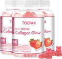 Multi Collagen Protein Glow Beauty Collagen Gummies, Supporto anti-invecchiamento femminile con Glutathione, Biotin & Multivitamins, promuove la salute della pelle e dei capelli, fragola, 180 Gummies (90 giorni)