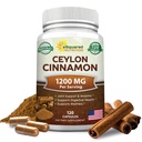 Cannella di Ceylon naturale 1200mg - 120 capsule, Vera Cannella da Sri Lanka, pillole di supplemento di Estratto promuove la salute del cuore