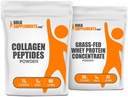 BulkSupplements Collagen Peptides 1kg + Grass Fed Whey Protein Concentrato 1kg Bundle