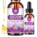 Citrato di calcio 1000mg con vitamina D3 per le donne e gli uomini - Liquido calcio magnesio zinco D3 K2 supplemento per ossa, denti di sostegno, zucchero libero, vegano, banana aroma - 1 Fl Oz (2 Confezione)