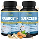 Organic Cadane 2 Packs Quercetin Supplementi Capsule, 6in1 con Turmerico, Berberina, ortica, Seme Nero, Pepe Nero - Supporta Sistema immunitario - 4 Mesi di alimentazione