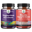 Bundle of Pure Magnesium Glycinate 400mg Per servire per il sonno del mood e relax 240ct e Pure Biotin Pills per gli uomini - Stop Hair Loss Thinning Natural Supplement
