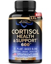 Supplemento Cortisol per le donne - Santo Basilio | Ashwagandha | Rhodiola | L-teanina - Equilibrio di ormone piantato - Mood, Focus & Sleep Support - Made in USA - Vegan, Non-GMO - 120 capsule per 4 mesi