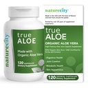 NatureCity True-Aloe Gut Health Support – 80,000mg Aloe Vera Gel Equivalent Per Serving – Organic Aloe Vera (120 capsule) per Digestivo, Skin & Joint Support | Pillole Easy-to-Swallow