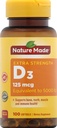 Vitamina D3 Integratore alimentare Softgels, 5000 I.U, 100 Conte