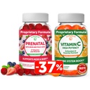 Lunakai Prenatale e Vitamina C Gummies Bundle - Gravidanza Multivitamina Supplemento con Ferro e Acido Folico - 300mg Organico, Non OGM, Vegan Chewable Gummy - 30 giorni di alimentazione