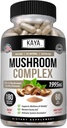 Kaya Naturals Premium Mushroom Complex Potent - Mushroom Supplement - Mushroom Complex Capsules 1995mg Per Serving - Aids Clarity Mental Supports Immune System, Wellness & Vitality - 180 Count