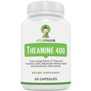 VitaMonk L Theanine 400mg Supplemento - L-teanina 400mg con nessun filler artificiale - Supplemento extra di teanina L - Ltheanine 60 capsule