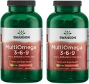 Swanson MultiOmega 3-6-9 - Flax non OGM, Borage & Fish Oil Capsule - Acidi grassi essenziali Supportando la salute cardiovascolare e la salute del cervello - (220 Softgels, 2400mg Serving) 2 Bottiglie