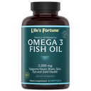 Fortune Fish Oil Omega 3 Concentrato Supplemento 2500 mg, 60 Softgels, Alta potenza, EPA & DHA Grassty Acid - Cuore, Cervello, Pelle, Giunti - Non OGM