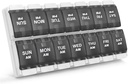 Sukuos AM PM Weekly 7 Day Pill Organizer, 2 volte A Day Pill Box con Arthritis Friendly Push Button, Medicine Cases for Vitamin/Fish Oil/Supplements, Facile da pulire (nero)