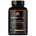 Atomi attivi estratto di curcuma, resistenza extra con BioPerine® Black Pepper 750 mg Estratto di curcuma per una capsula da 00", standardizzato 95% Curcuminoidi, non OGM, 60 capsule vegetali 60 giorni di alimentazione