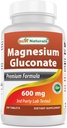 Migliore Naturals Magnesio Gluconato (35 mg Magnesio Elementale da 600 mg di Magnesio Gluconato) 180 compresse