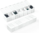 Organizzatore di pillole settimanali, 7 giorni caso di pillola, scatola di medicina della cassa della vitamina quotidiana, contenitori di pillole per integratori di medicina olio di pesce (2Pcs, bianco)