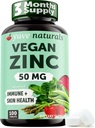 Yuve Naturals Vegan Zinc 50 mg - Zinc Gluconate per il supporto immunitario e della pelle - Gluten Free, Non OGM, Plant Based - 100 compresse facili da ingoiare
