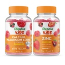 Magnesio di calcio di vita & zinco bambini + bambini di zinco, gommoni Bundle - Grande degustazione, supplemento di vitamina, senza glutine, GMO libero, pancia masticabile