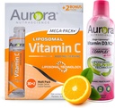 Aurora Nutrascience Mega Liposomal Vitamina C 32 Pack + Vitamina D3/K2 Bottiglia Bundle - Supplemento per Supporto Immune & Salute Cognitiva - 32 Serve Ogni