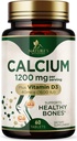 Calcium 1200 mg con vitamina D3 - Integratore di salute del chiodo, Integratori di vitamina D e calcio per le donne e gli uomini - Bone Forza, Teeth & Supporto immunitario, Pillole di calcio della natura, Bottigliato negli Stati Uniti - 60 compresse