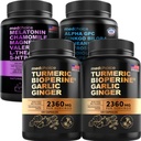 MEDCHOICE Turmeric & Ginger (240ct), Melatonina Dormire (90ct), e Cervello Nootropic (60ct) Supplemento Bundle - Trio Benessere per Cervello, Sonno, & Supporto Immune - Vegan, Non OGM, Senza glutine