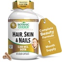 Scelta Botanica Capelli e Vitamine Unghie - Integratore Biotina con Collagene, Vitamina C, & Iron - Super Antiossidante Miscela con Olio di Argan & Acido Ialuronico - 60 Capsule Liquidi