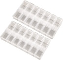 2 Pack OPP Clear Daily Pill Box Organizer, Am Pm Pill Organizer 7 giorno, settimanale Pill Organizer 2 volte al giorno per Pillole, Integratori e Farmaci, Piccolo Pill Box 7 giorno, Organizzatore di farmaci