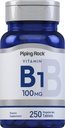 Piping Rock Vitamina B1 100mg | 250 compresse | Thiamine Supplemento | Vegetariano, Non OGM, Gluten Free