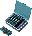 Organizzatore di pillole settimanali 4 volte al giorno, grandi scomparti Pill Box 4X 7 giorno, caso di pillole dell'organizzatore di medicina per le pillole / Vitamins / oli di fondo / medicazione / materie (4x7 blu)
