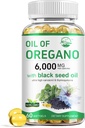 Olio dal vivo della natura di origano con olio di semi neri, 2 in 1 integratore di origano per la salute immunitaria, contiene Carvacrol e Thymoquinone ad alta concentrazione, Non OGM, 60 Softgels, 1 confezione