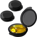 Piccolo contenitore di pillole (3 pacchetto), portatile dell'organizzatore del mini del piano giornaliero per tasca del borsellino, contenitore di stoccaggio del contenitore della medicina del viaggio del contenitore di stoccaggio (Blcak