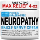 Neuropathy Nerve Relief Cream - Premium Nerve Cream 3X Azione per il sollievo mirato e il sollievo Nerve Comfort - Forza massima con 4% Menthol Arnica MSM per le mani dei piedi Gambe & Back - Grande 4 Oz