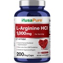 NusaPure L-Arginina 1000 mg 200 capsule vegetali (Non OGM, Vegetariano, Vegano)