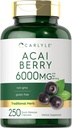 Carlyle Acai Berry Capsule 6000mg | 250 Count | Non OGM & Gluten Free Acai Berry Extract
