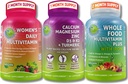 Vegan Multivitamins & Calcium Trio – Whole Food Multivitamin con Iron + Women’s Daily Multivitamin con Ferro + Calcium piantato, Magnesio, Zinco, D3, K2 & Turmeric – Energy, Bone & Immune Support