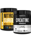 Jacked fabbrica Nitrosurge costruire pre allenamento con la creatina per la costruzione del muscolo (30 Servings, lampone blu) & polvere di monoidrato della creatina per la crescita del muscolo & recupero (30 Servings, non aromaed)