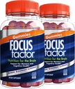 Fattore di messa a fuoco Nootropic Gummies, Supplemento di memoria per il cervello, Phosphatidylserine, Bacopa, Huperzine A, 60 conte, Confezione da 2