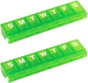 EZY DOSE Settimanale (7-giorno) Organizzatore di pillole, Caso di medicina, Scatola di vitamina Planner, Piccoli scomparti di chiusura Farmaci di prescrizione sicuro e prevenire Spilling, Colori May Vary (Small Locking - 2 Pack)