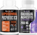 Acido fosfatidico 2000mg con Fadogia Agrestis 1400mg e Tongkat Ali 1000mg per la massima resistenza, Energy & Muscle Building Bundle