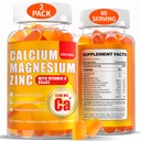 Calcium Magnesio Gummies per le donne Uomini: 1200mg Citrato di calcio pancia di zinco con vitamina C D3 K2 - Vegan Zucchero Libero Chewable Alto Assorbimento Enegy Integratore di supporto immunitario (120Count)