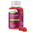 Viteey Vitamin B Complex Gummies con Vitamina C - Energia, Metabolismo e Supporto Immune - B6, B12, Niacin, Acido Folico, Biotina, Calcio - Vegan, Gluten-Free - 60 Count