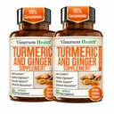 Supplemento curcumina curcuma currica con radice di zenzero per il supporto congiunto, salute digestiva e verruca - Contiene curcumina erborica organica con pepe nero (bioperina) per assorbimento potenziato - 60 capsule, 2 confezione