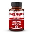 Coreano Rosso Panax Ginseng 750mg Alta potenza con Ginkgo Biloba e Ashwagandha, Boost Energy, Memoria e Sistema immunitario - Focus Supplement Pills for Men and Women, 90 Vegan Capsules